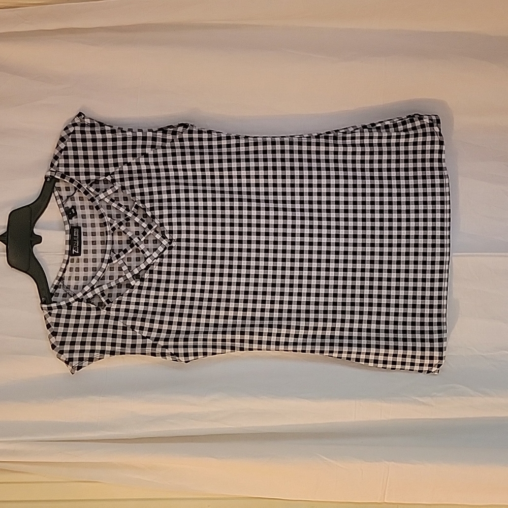 7th Avenue New York and Company black and white gingham blouse, Women's Small